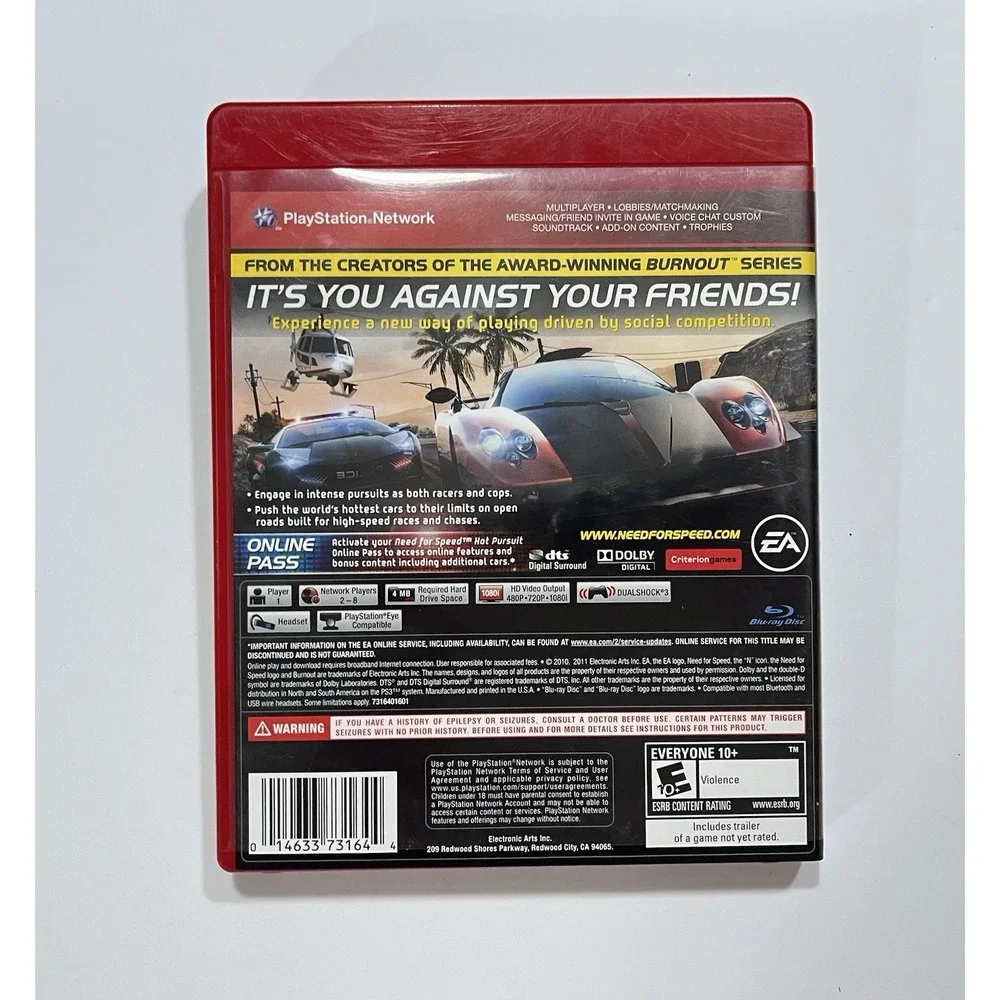 Need for Speed Hot Pursuit PS3 Sony PlayStation 3 With Inserts No Manual